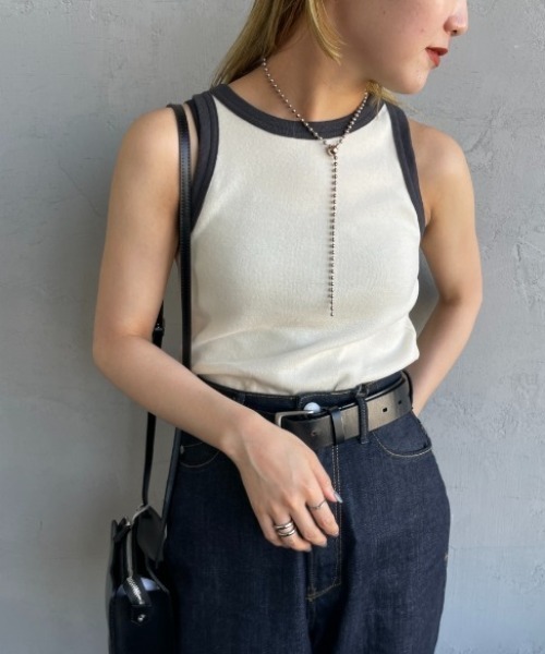 ファブリックミックスタンクトップ Half Zip Tank Top - SALE