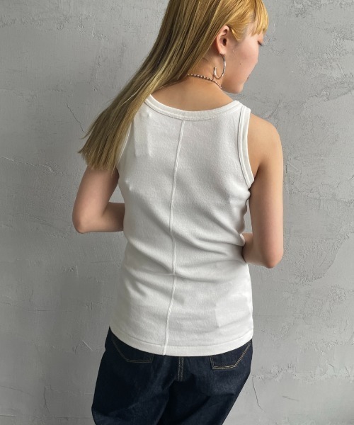 ファブリックミックスタンクトップ Half Zip Tank Top - SALE