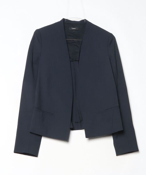 Theory/セオリー/ノーカラージャケット/size4/ネイビー theory（セオリー） 」 ノーカラージャケット 4 ネイビー レディース