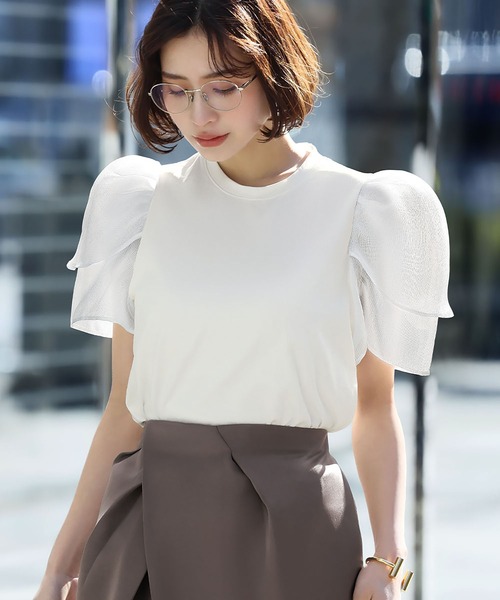 【美品】シアートップス　スカート　ellacantataria aimoha tシャツ 七分袖風シアートップス レディース : ZOZOTOWN
