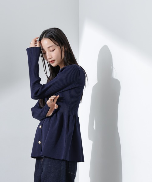 Sono - 完売品　sono 紺　オジュパールペプラム2WAYニットカーディガン Sono - 完売品 sono 紺 オジュパールペプラム2WAYニット