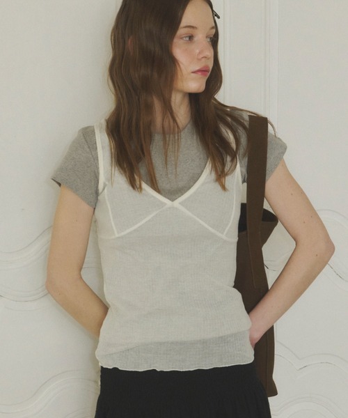 GIUNON ソフトシアータンクトップ GIUNON タンクトップ ノースリーブ soft sheer tank top