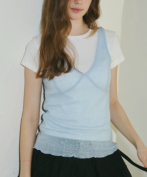 GIUNON ソフトシアータンクトップ GIUNON タンクトップ ノースリーブ soft sheer tank top