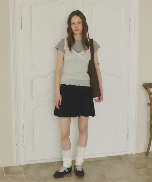 GIUNON タンクトップ ノースリーブ soft sheer tank top
