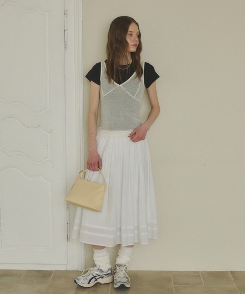 GIUNON タンクトップ ノースリーブ soft sheer tank top