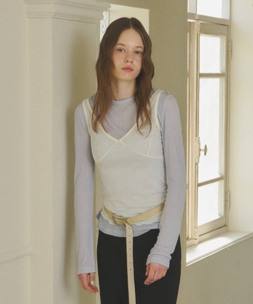 GIUNON タンクトップ ノースリーブ soft sheer tank top / ソフト