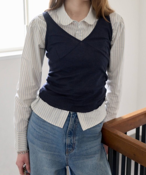 GIUNON タンクトップ ノースリーブ soft sheer tank top / ソフト