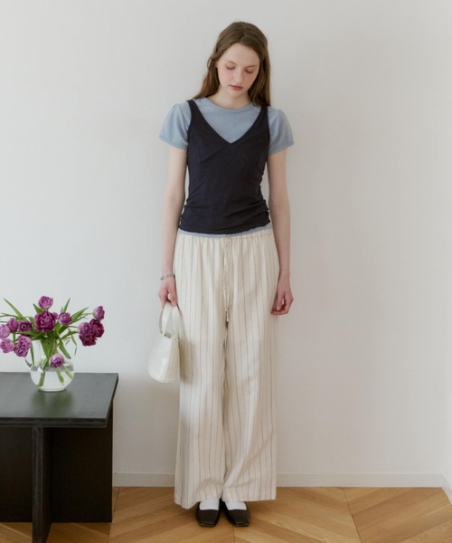 GIUNON タンクトップ ノースリーブ soft sheer tank top / ソフト