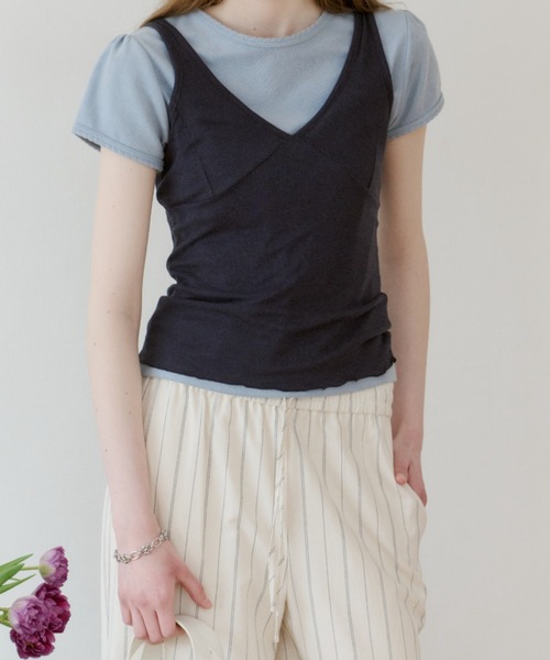 GIUNON タンクトップ ノースリーブ soft sheer tank top / ソフト