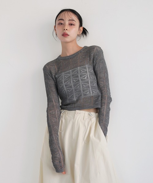 LIAN tシャツ クロップドメッシュニット レディース : ZOZOTOWN