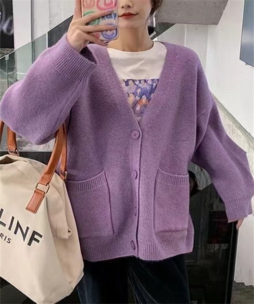 「FREE STYLISTS」 ニットカーディガン FREE イエロー レディース_画像6