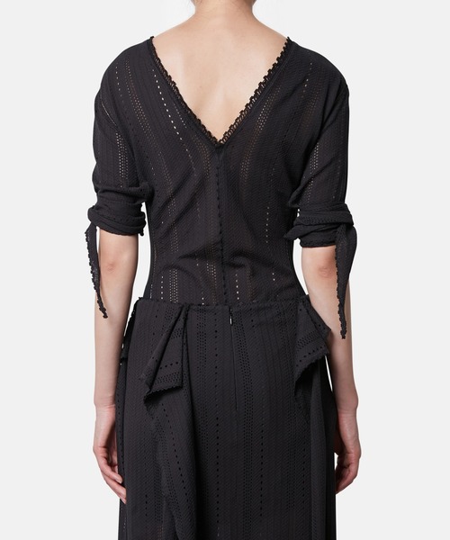 アイレネ　レーストップス　カットソー　irene ルシェルブルー　リステア　完売 アイレネ - IRENE | Plunging Neckline Body Suit-Light | RESTIR リステア