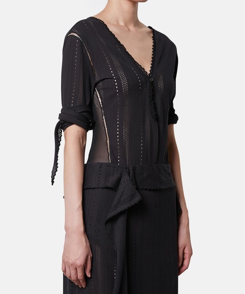 アイレネ IRENE レースプリントメッシュトップス カットソー ベージュ 黒 IRENE 24SS レースプリントメッシュカットソーの通販 by TMTT's shop