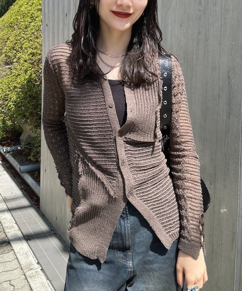 JEANASIS｜パッチワークメッシュVカーディガン | Rakuten