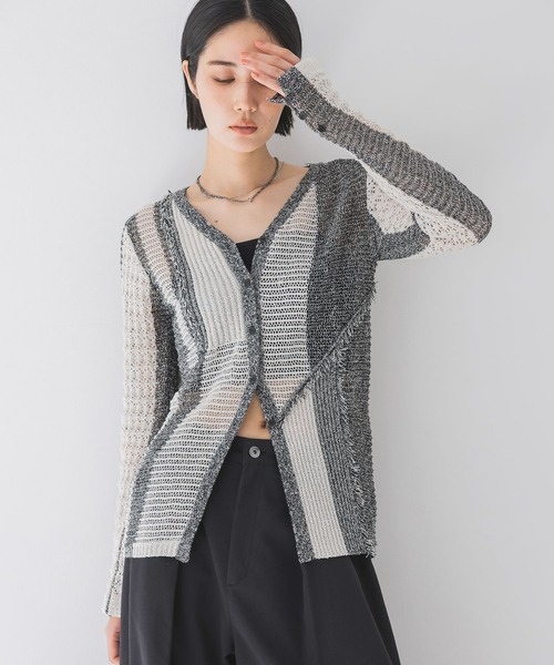Y’s パッチワーク風カーディガン 青黒 レディース フリーサイズ*WC1095 パッチワークカーディガン｜WOMEN｜250HAT70-438I｜AZUL BY