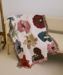 ❤️さえら★ヒスクローネ★可愛いお花と葉っぱモチーフ付タオルケット★ベビーケットに SAHIR（サヒール） ブランケット サヒール」Throwket flower