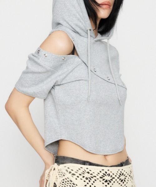 LAGUA GEM（ラグアジェム） パーカー RING BUTTON HOODIE トップス