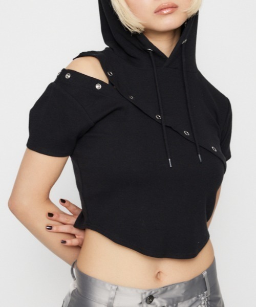 LAGUA GEM（ラグアジェム） パーカー RING BUTTON HOODIE トップス