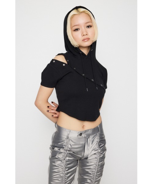 LAGUA GEM（ラグアジェム） パーカー RING BUTTON HOODIE トップス