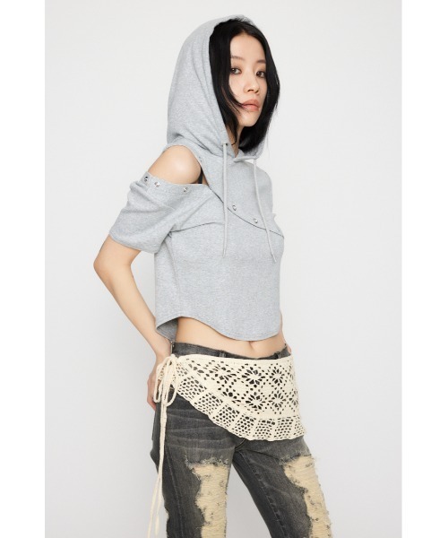 － Lagua gem パーカー LAGUA GEM（ラグアジェム） パーカー RING BUTTON HOODIE トップス