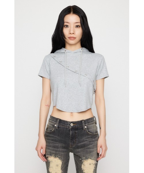 LAGUA GEM（ラグアジェム） パーカー RING BUTTON HOODIE トップス