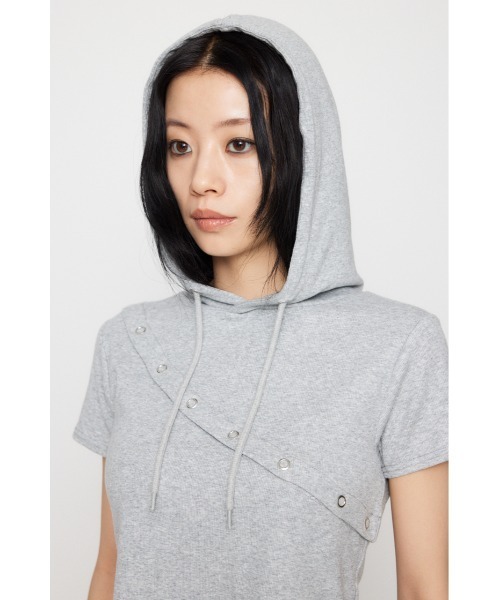 LAGUA GEM（ラグアジェム） パーカー RING BUTTON HOODIE トップス
