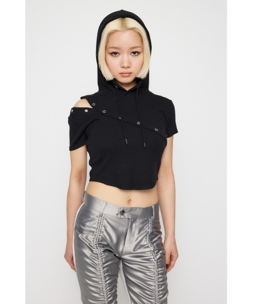 LAGUA GEM（ラグアジェム） パーカー RING BUTTON HOODIE トップス