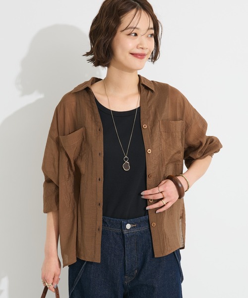 ブラウス シャツ シアーシャツ レディース