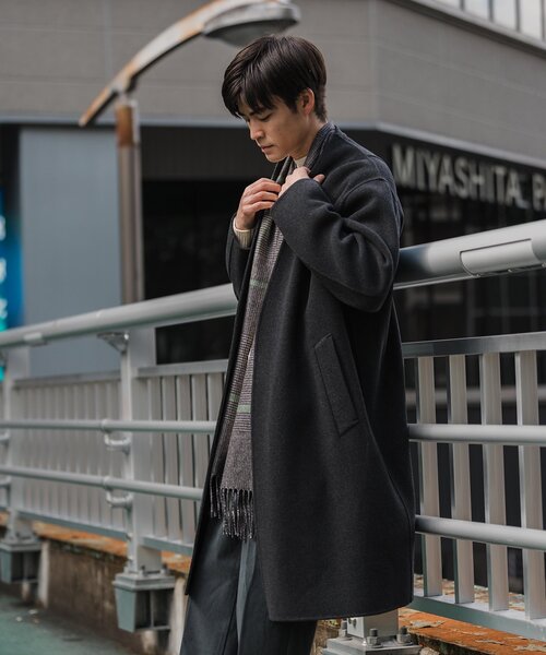 EDIFICE（エディフィス） ノーカラーコート MEDIUM ネイビー メンズ