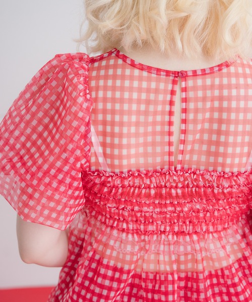ブラウス シャツ gingham check sheer blouse/ギンガムチェックシアーブラウス レディース monepine ブラウス シャツ gingham check sheer blouse/ギンガム