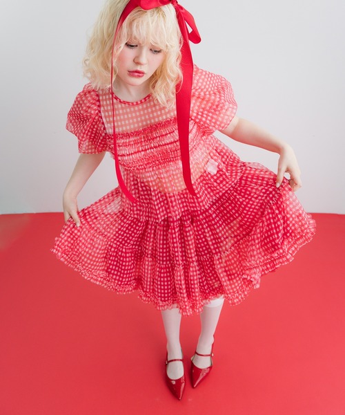 モネピネ monepine トップス ギンガムチェックシアーブラウス モネピネ monepine トップス ギンガムチェックシアーブラウス
