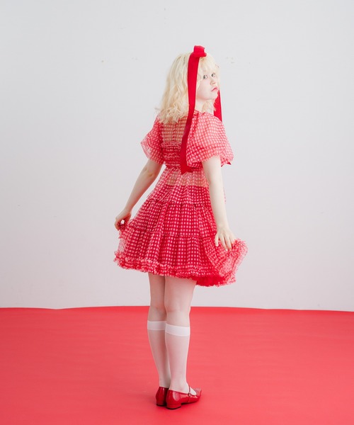 ブラウス シャツ gingham check sheer blouse/ギンガムチェックシアーブラウス レディース monepine ブラウス シャツ gingham check sheer blouse/ギンガム
