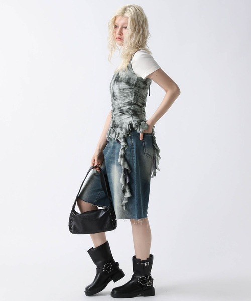 FOREVER21 キャミソール 「2025SS」モヤ柄カスケードフリル