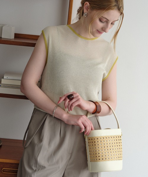 ZAKKA-BOX かごバッグ カゴバッグ バイカラーバケットバッグ