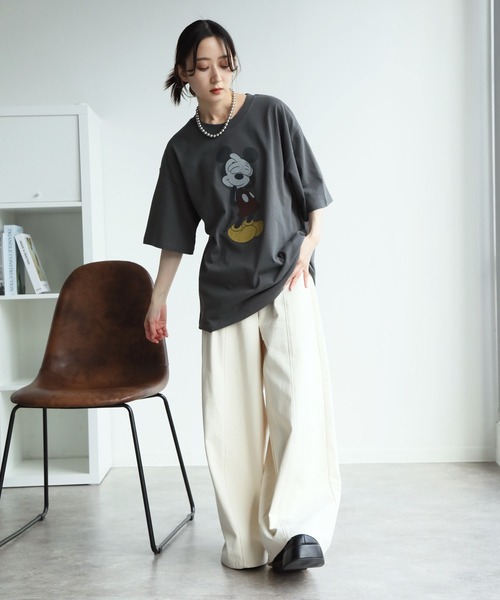 Disney　WCJ　ミッキー　Tシャツ　ヴィンテージ加工　白　半袖　夏 Disney tシャツ 「Disney/ディズニー」 ミッキー アートワーク