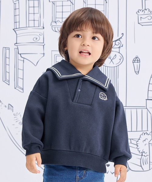 Combi mini トレーナー カノコ裏起毛セーラー襟BIGトレーナー キッズ