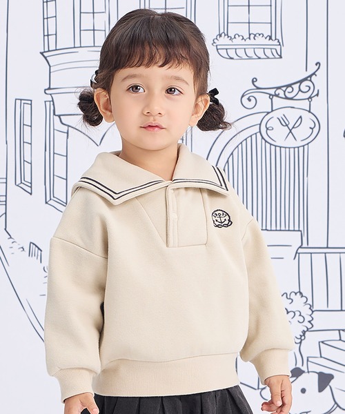 Combi mini トレーナー カノコ裏起毛セーラー襟BIGトレーナー キッズ