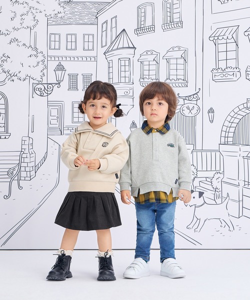 Combi mini トレーナー カノコ裏起毛セーラー襟BIGトレーナー キッズ