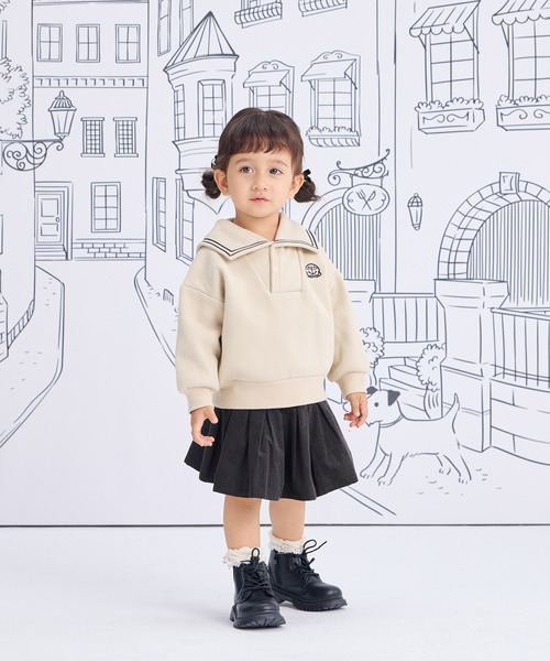 Combi mini トレーナー カノコ裏起毛セーラー襟BIGトレーナー キッズ