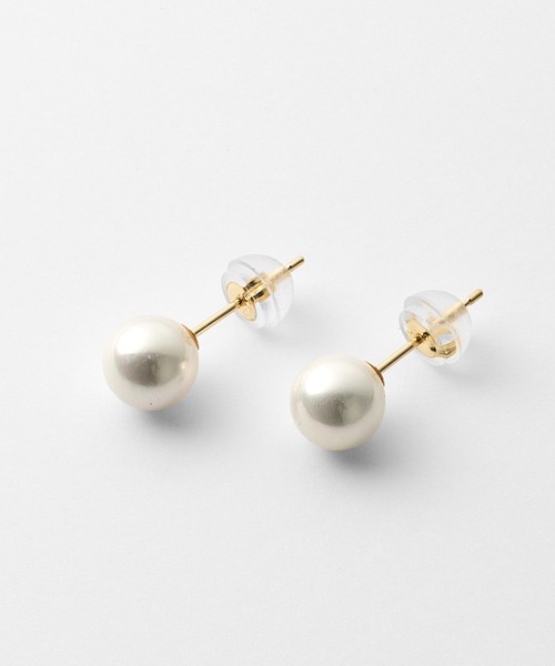 ピアス K18 シェル/貝 パール ピアス 6mm レディース メンズ