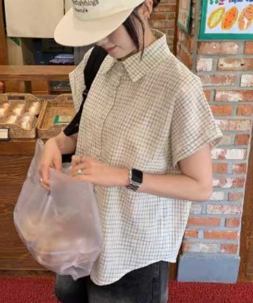 ブラウス シャツ roll up check shirt レディース : ZOZOTOWN
