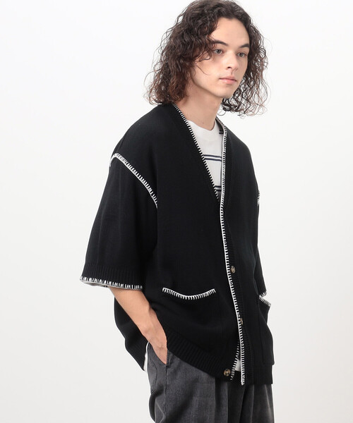 「Purple&Yellow」 ニットカーディガン MEDIUM ベージュ メンズ_画像3