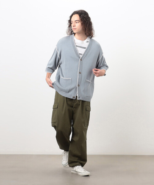 「Purple&Yellow」 ニットカーディガン MEDIUM ベージュ メンズ_画像8