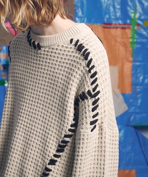 MAISON SPECIAL（メゾンスペシャル） 長袖ニット 1 アイボリー メンズ