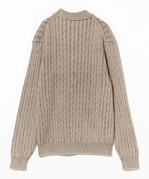 BEAMS+（ビームスプラス） ポロシャツ ピグメントダイ ケーブル ニット