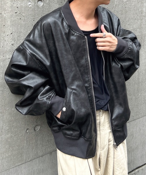 MandO（エムオー） ブルゾン アウター ヴィンテージライクレザー