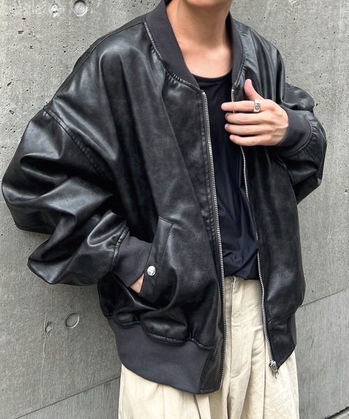 MandO（エムオー） ブルゾン アウター ヴィンテージライクレザー