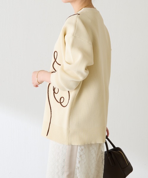 COLLAGE GALLARDAGALANTE 深Vネックニット IENA COLLAGE GALLARDAGALANTE ニット セーター コード刺繍深Vニット
