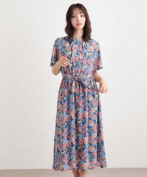 LAURA ASHLEY ワンピース 「WEB限定／洗える」ハニーボーン柄