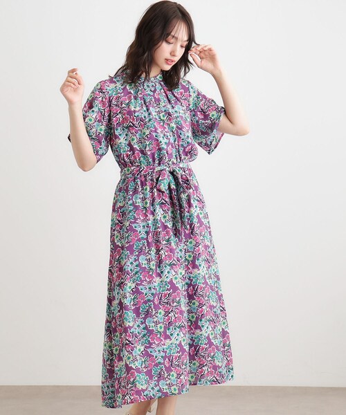LAURA ASHLEY ワンピース 「WEB限定／洗える」ハニーボーン柄